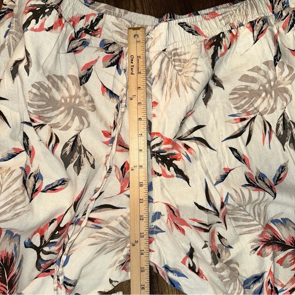 Briggs Pants Womens 3X Beige Multicolor Floral Pull On Linen Blend Wide Leg NWT - Picture 8 of 9